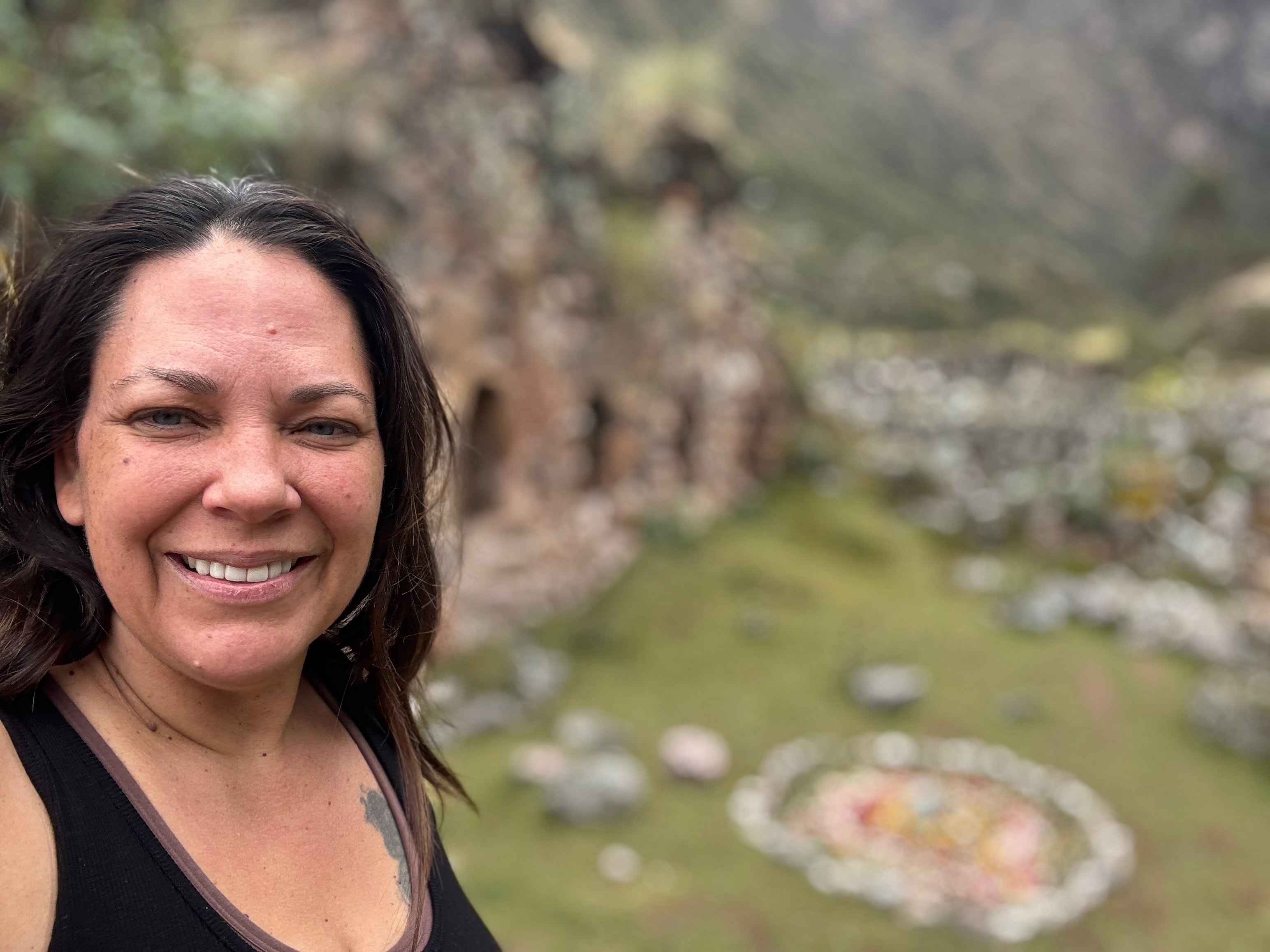 Shasta smiling in the Peruvian mountains